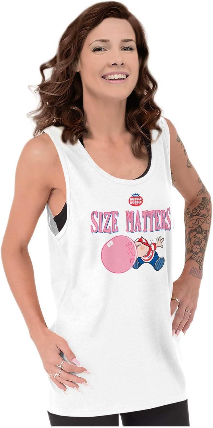 imageDubble Bubble Size Matters Joke Tank Top T Shirts Men WomenWhite