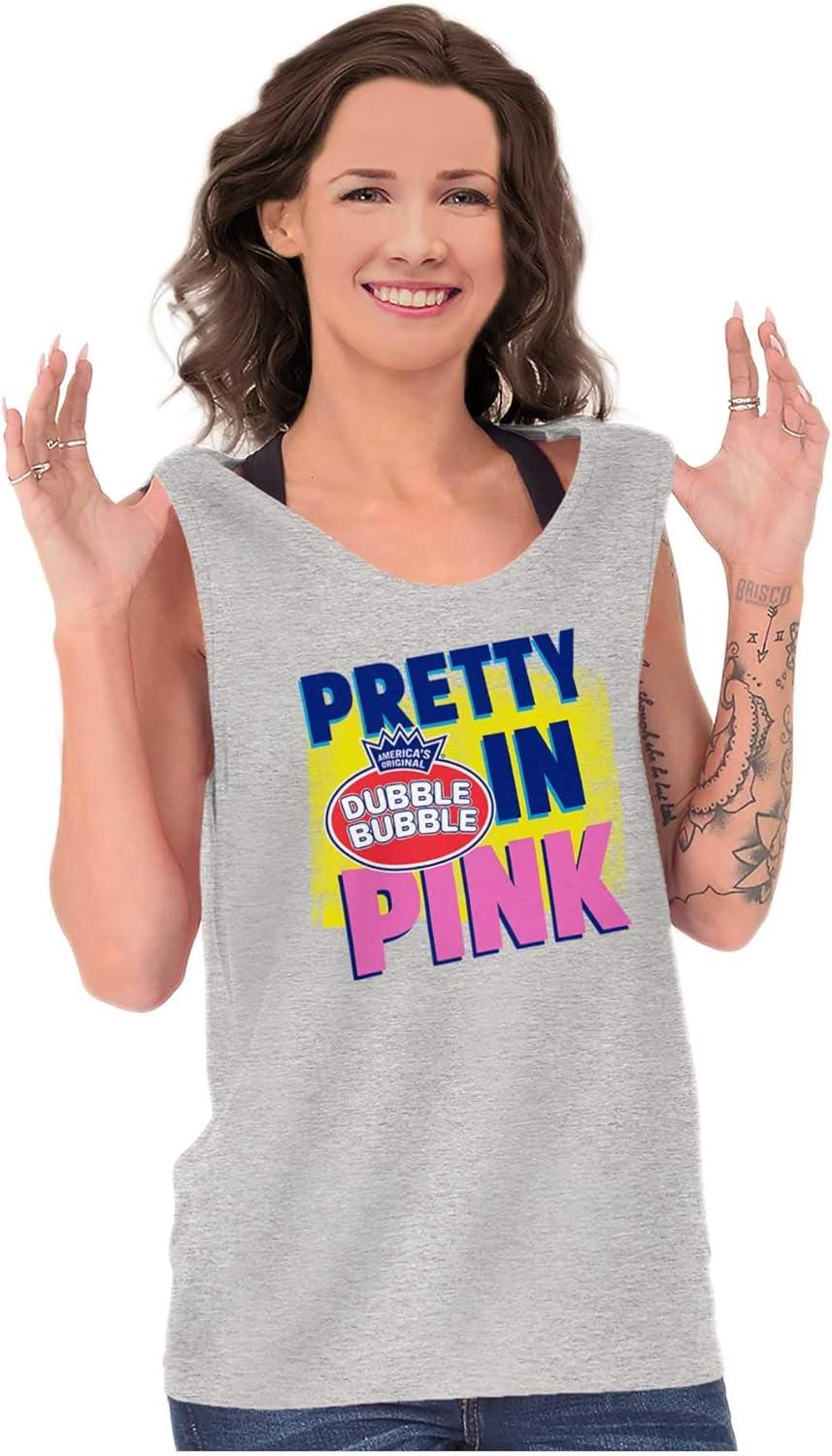 imagePretty in Pink Dubble Bubble Logo Tank Top Tee Shirt WomenSport Grey