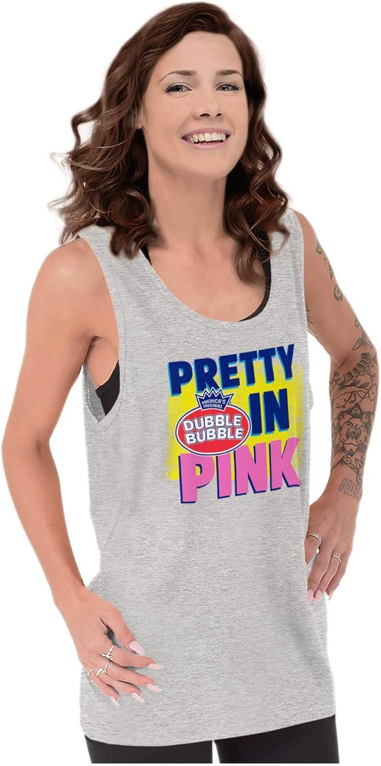 imagePretty in Pink Dubble Bubble Logo Tank Top Tee Shirt WomenSport Grey