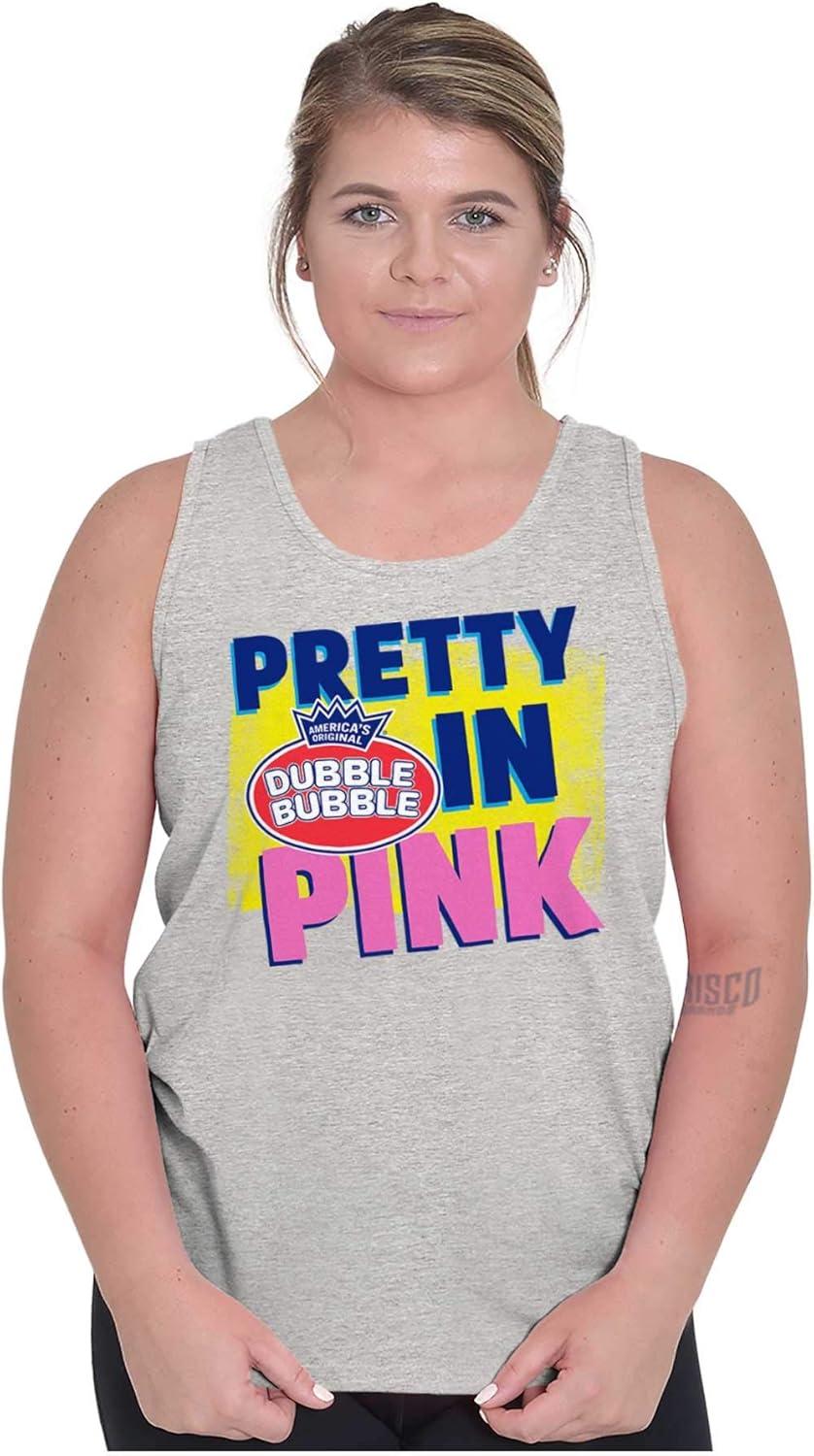 imagePretty in Pink Dubble Bubble Logo Tank Top Tee Shirt WomenSport Grey