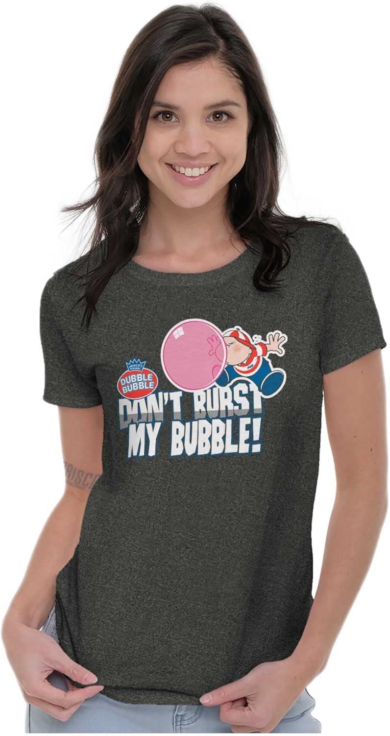 imageVintage Dont Burst Dubble Bubble Womens Slim Fit Graphic TeeDark Heather