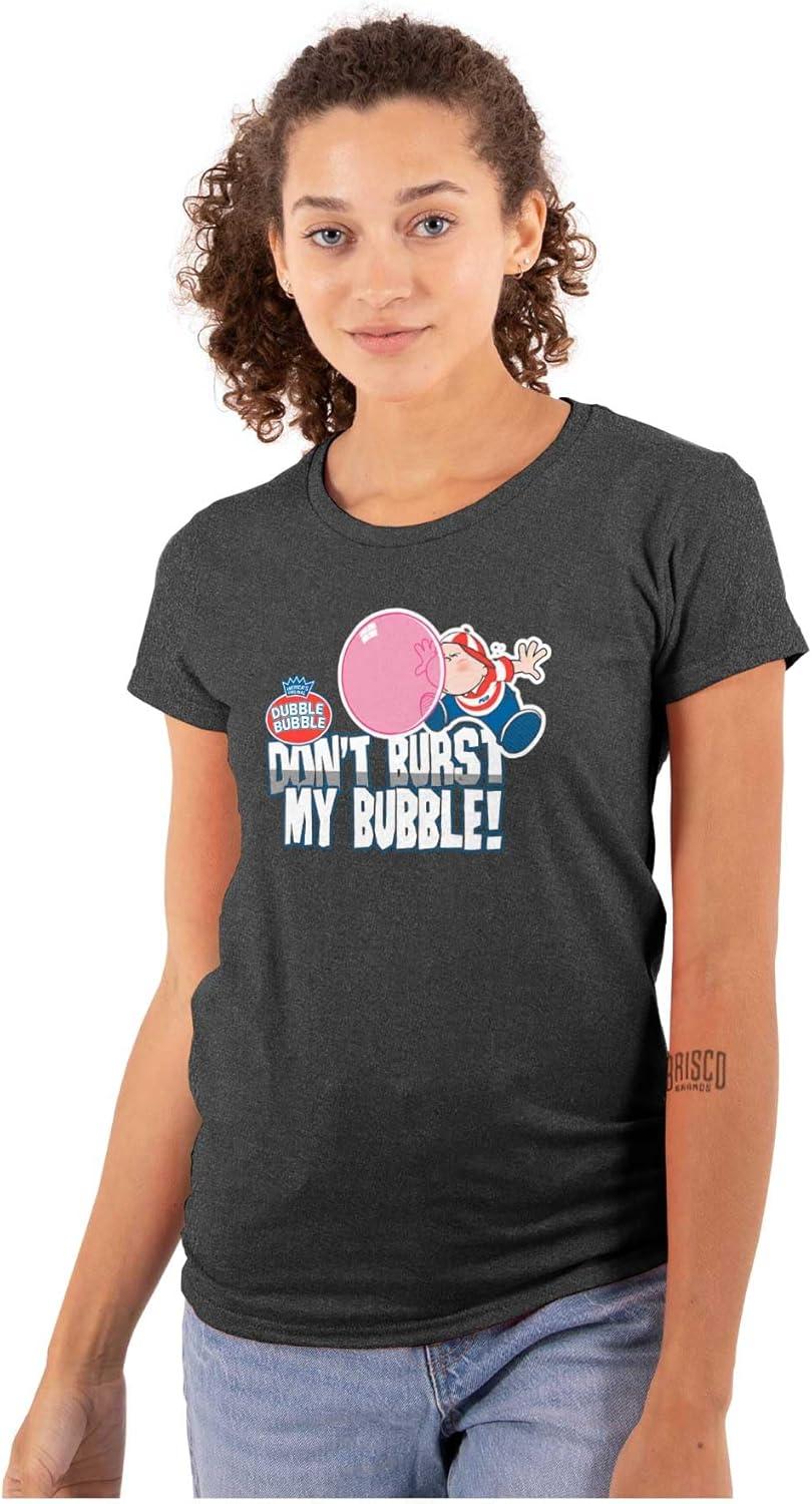 imageVintage Dont Burst Dubble Bubble Womens Slim Fit Graphic TeeDark Heather