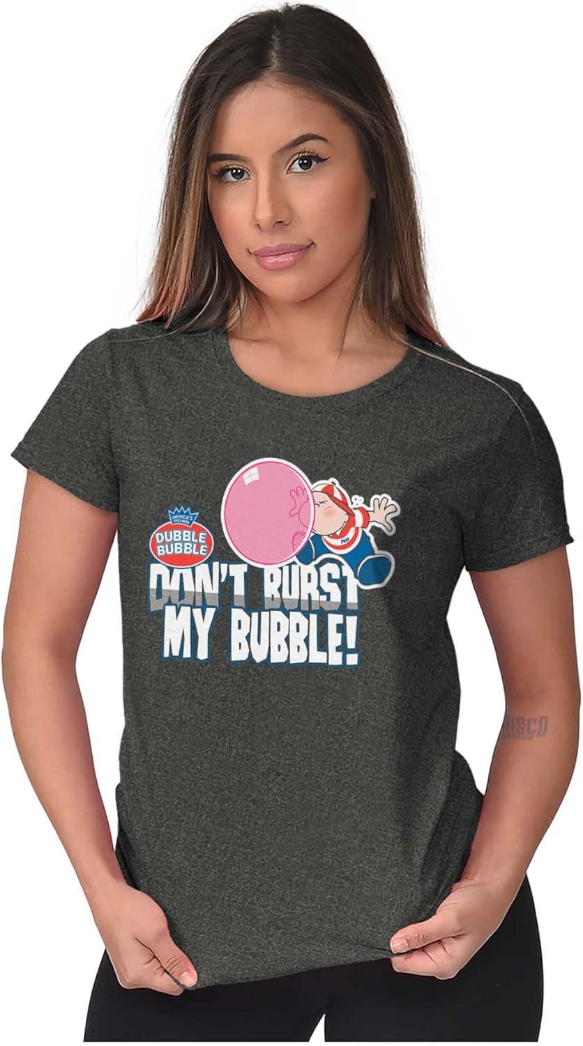 imageVintage Dont Burst Dubble Bubble Womens Slim Fit Graphic TeeDark Heather