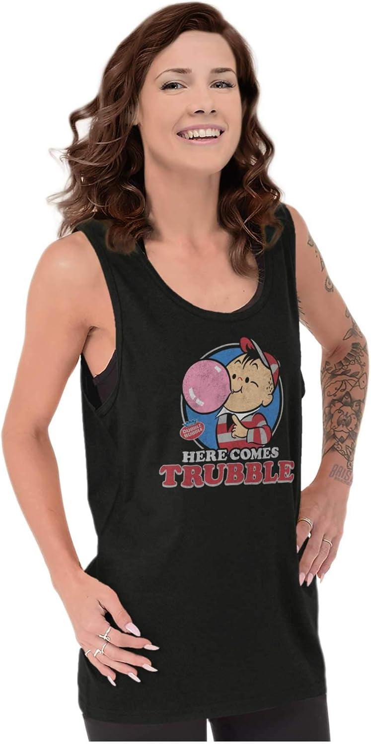imageVintage Dubble Bubble Here Comes Trouble Tank Top T Shirts Men WomenBlack