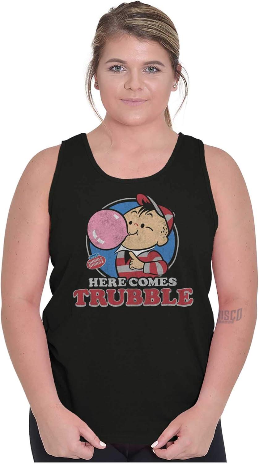 imageVintage Dubble Bubble Here Comes Trouble Tank Top T Shirts Men WomenBlack