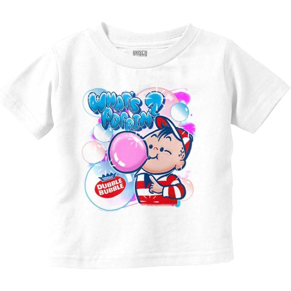 imageAirbrushed Dubble Bubble Whats Poppin Toddler Boy Girl T ShirtWhite