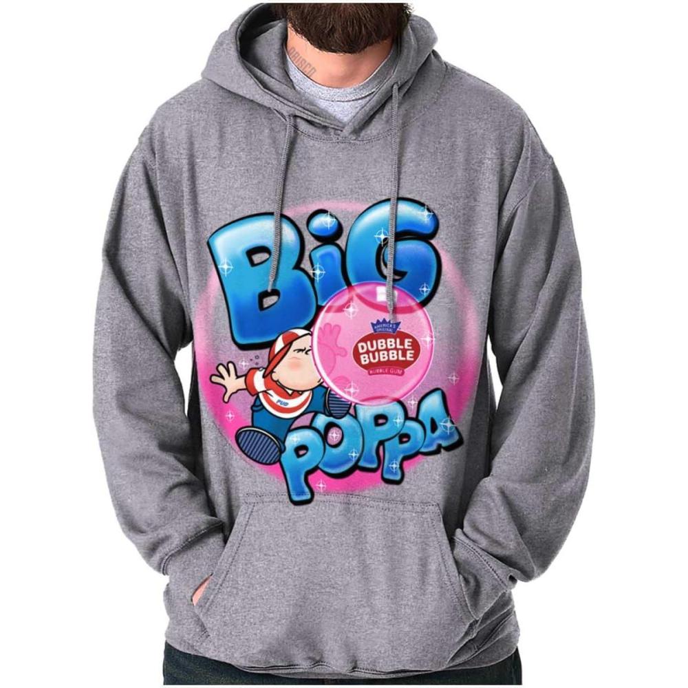 imageBrisco Brands Airbrushed Dubble Bubble Big Poppa Hoodie Sweatshirt Women MenSport Grey