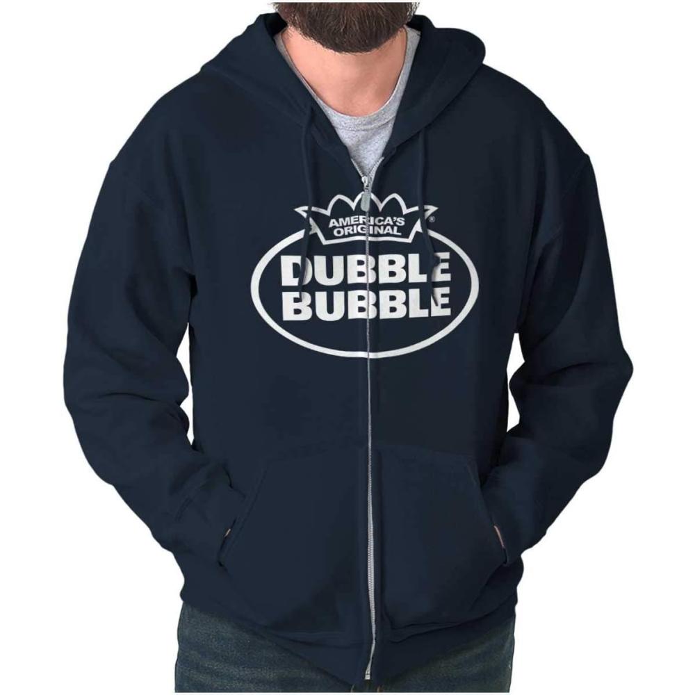 imageBrisco Brands Distressed Dubble Bubble Retro Double Zip Up Hoodie Mens WomensNavy