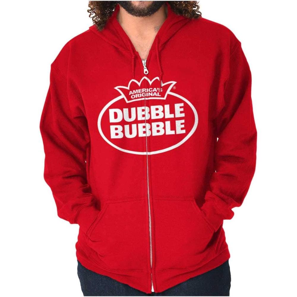 imageBrisco Brands Distressed Dubble Bubble Retro Double Zip Up Hoodie Mens WomensRed