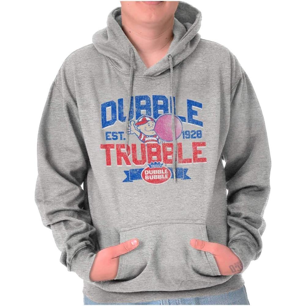 imageBrisco Brands Original Dubble Trouble Bubble Gum Hoodie Sweatshirt Women MenSport Grey