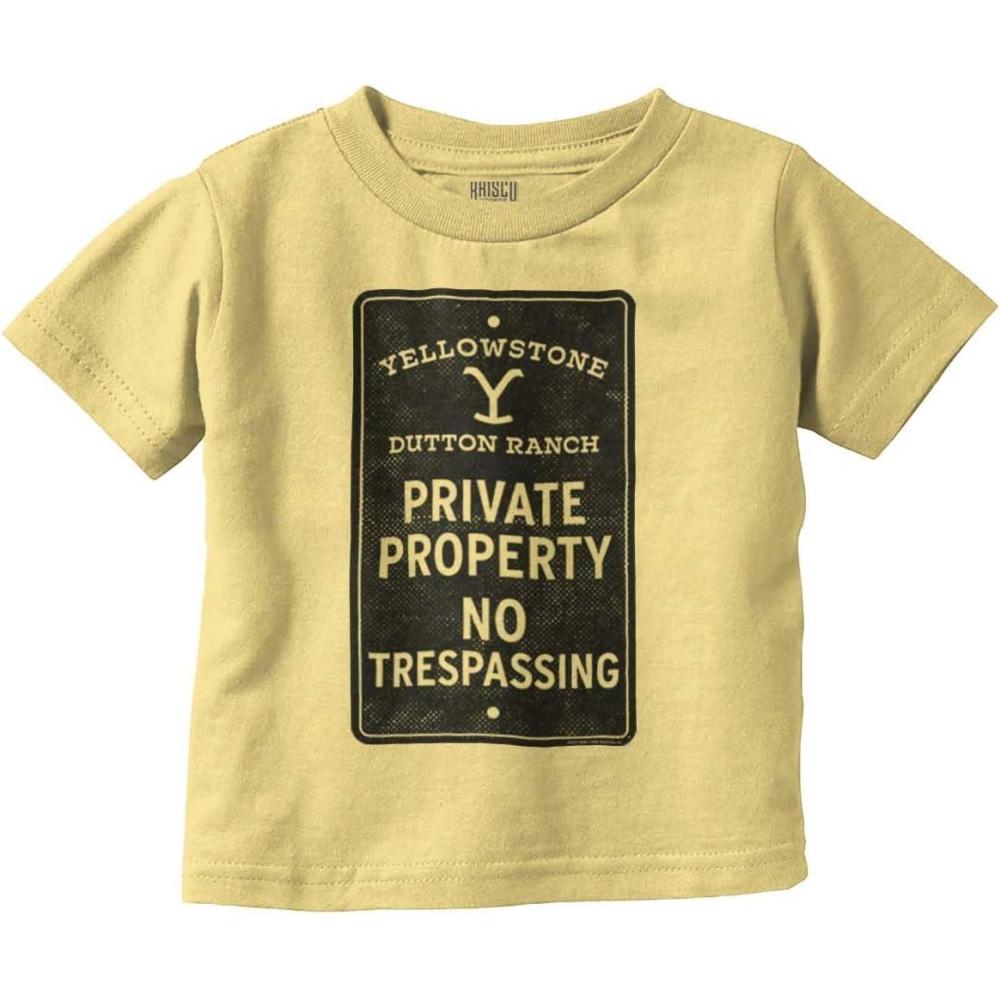 imageBrisco Brands Yellowstone Private Property Sign Toddler Boy Girl T ShirtButter