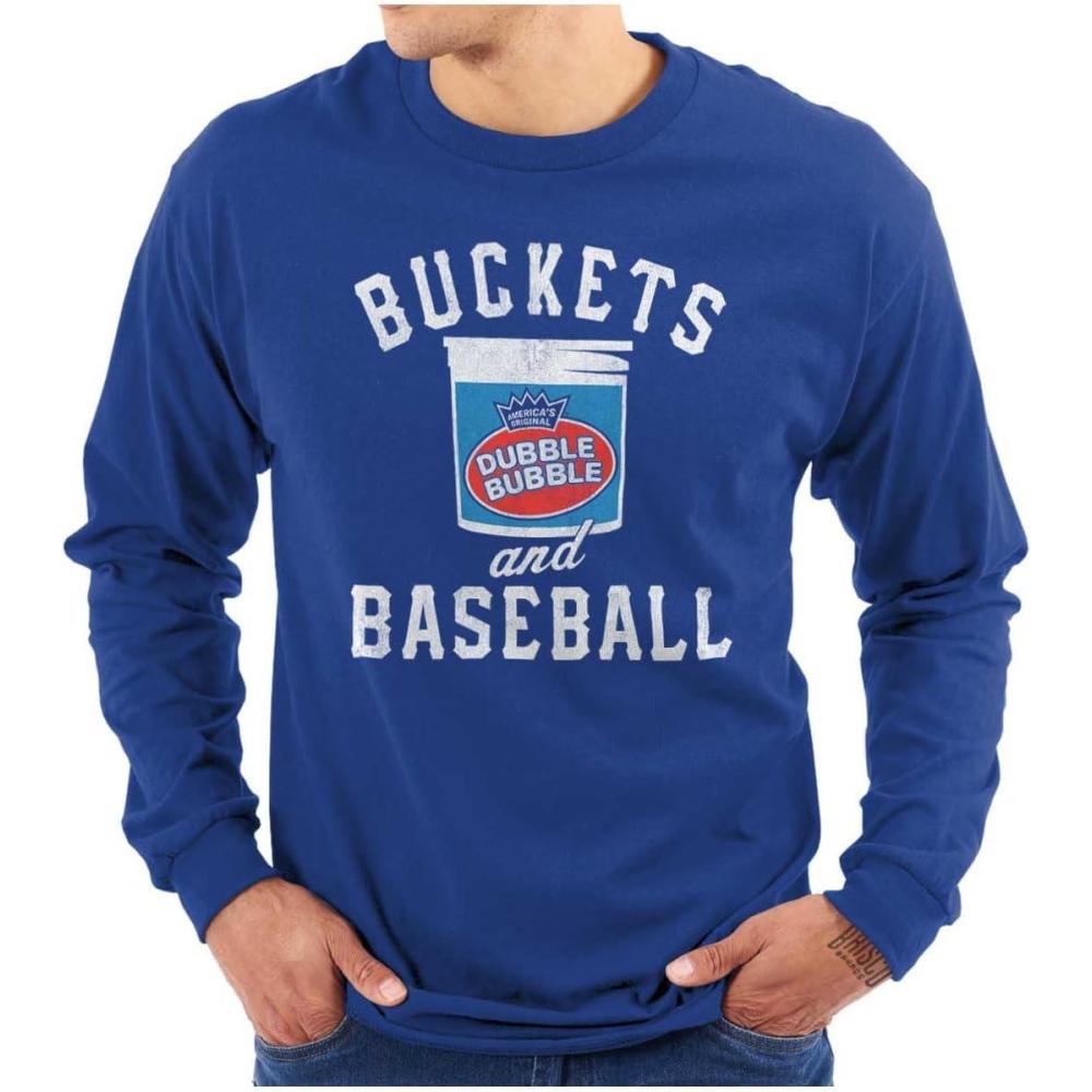 imageBuckets and Baseball Dubble Bubble Long Sleeve Tshirt Men WomenRoyal