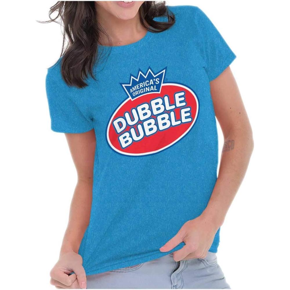 imageDubble Bubble Original Candy Logo Womens Slim Fit Graphic TeeHeather Sapphire