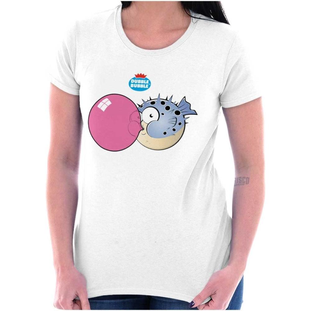 imageOriginal Dubble Bubble Logo Vintage Womens Slim Fit Graphic TeeWhite