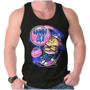 Airbrushed Dubble Bubble Blowing Up Tank Top T Shirts Men Women(Black)