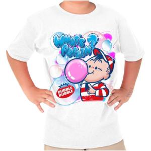 Airbrushed Dubble Bubble Whats Poppin Crewneck T Shirts Boy Girl(White)