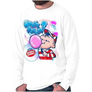 Airbrushed Dubble Bubble Whats Poppin Long Sleeve Tshirt Men Women(White)