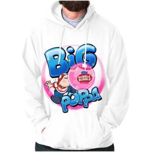 Brisco Brands Airbrushed Dubble Bubble Big Poppa Hoodie Sweatshirt Women Men(White)