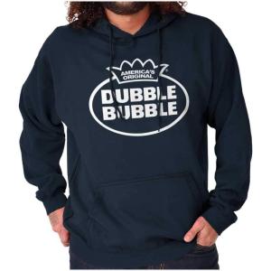 Brisco Brands Distressed Dubble Bubble Retro Double Hoodie Sweatshirt Women Men(Navy)