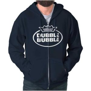 Brisco Brands Distressed Dubble Bubble Retro Double Zip Up Hoodie Mens Womens(Navy)