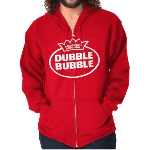 Brisco Brands Distressed Dubble Bubble Retro Double Zip Up Hoodie Mens Womens(Red)