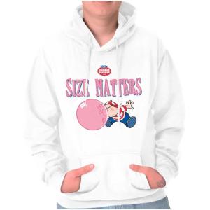 Brisco Brands Dubble Bubble Size Matters Joke Hoodie Sweatshirt Women Men(White)