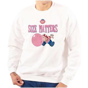 Brisco Brands Dubble Bubble Size Matters Joke Sweatshirt for Men or Women(White)