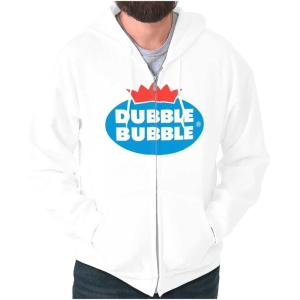 Brisco Brands Dubble Bubble Vintage Double Zip Up Hoodie Mens Womens(White)
