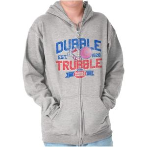 Brisco Brands Original Dubble Trouble Bubble Gum Zip Up Hoodie Mens Womens(Sport Grey)