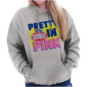 Brisco Brands Pretty In Pink Dubble Bubble Logo Hoodie Sweatshirt Women(Sport Grey)