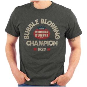 Bubble Blowing Champion Dubble Graphic T Shirt Men or Women(Dark Heather)