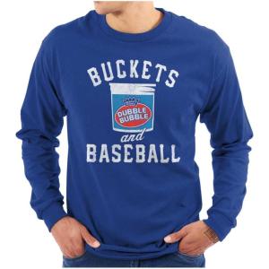 Buckets and Baseball Dubble Bubble Long Sleeve Tshirt Men Women(Royal)