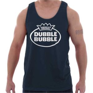 Distressed Dubble Bubble Retro Double Tank Top T Shirts Men Women(Navy)