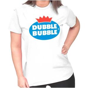 Dubble Bubble Vintage Double Womens Slim Fit Graphic Tee(White)