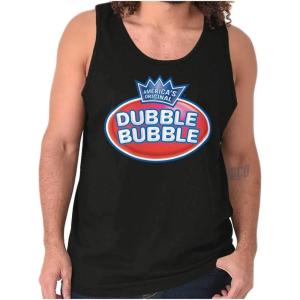 Original Dubble Bubble Double Logo Gum Tank Top T Shirts Men Women(Black)