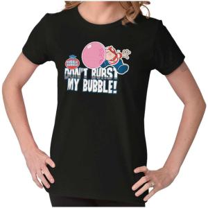 Vintage Dont Burst Dubble Bubble Womens Slim Fit Graphic Tee(Dark Heather)