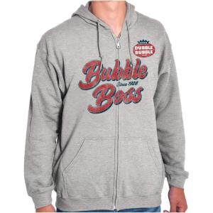 Vintage Dubble Bubble Boss Retro Gum Zip Up Hoodie Mens Womens(Sport Grey)