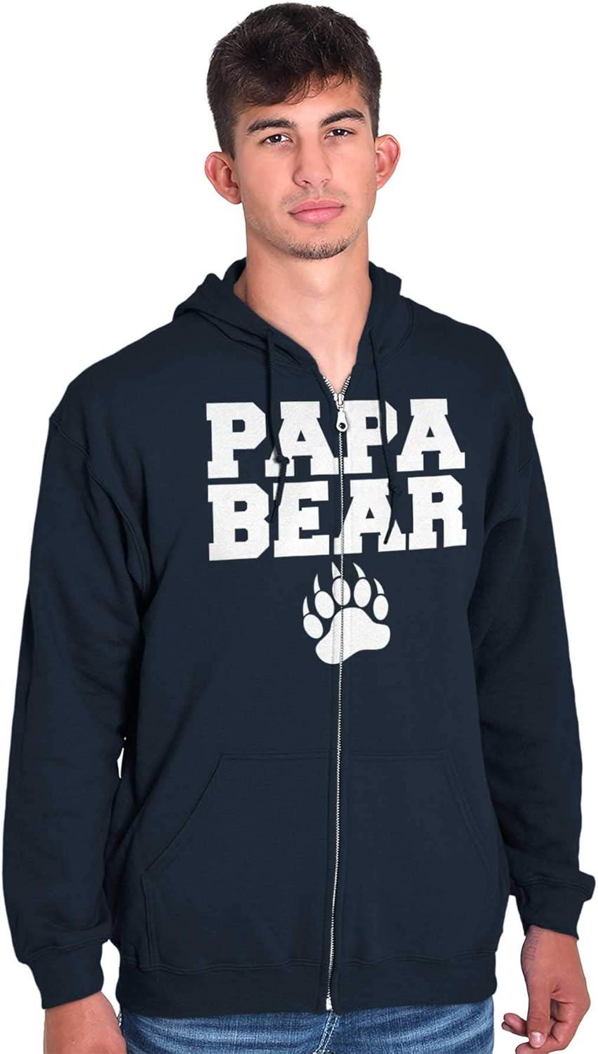 imageBrisco Brands Papa Bear Dad Fathers Day Pawprint Zip Hoodie Sweatshirt MenNavy