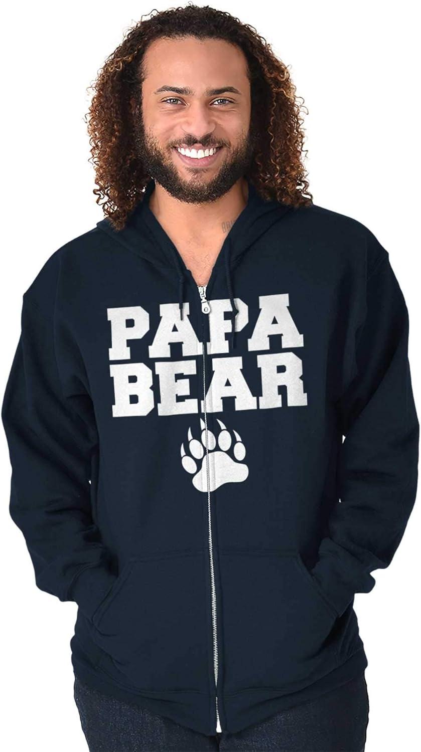 imageBrisco Brands Papa Bear Dad Fathers Day Pawprint Zip Hoodie Sweatshirt MenNavy