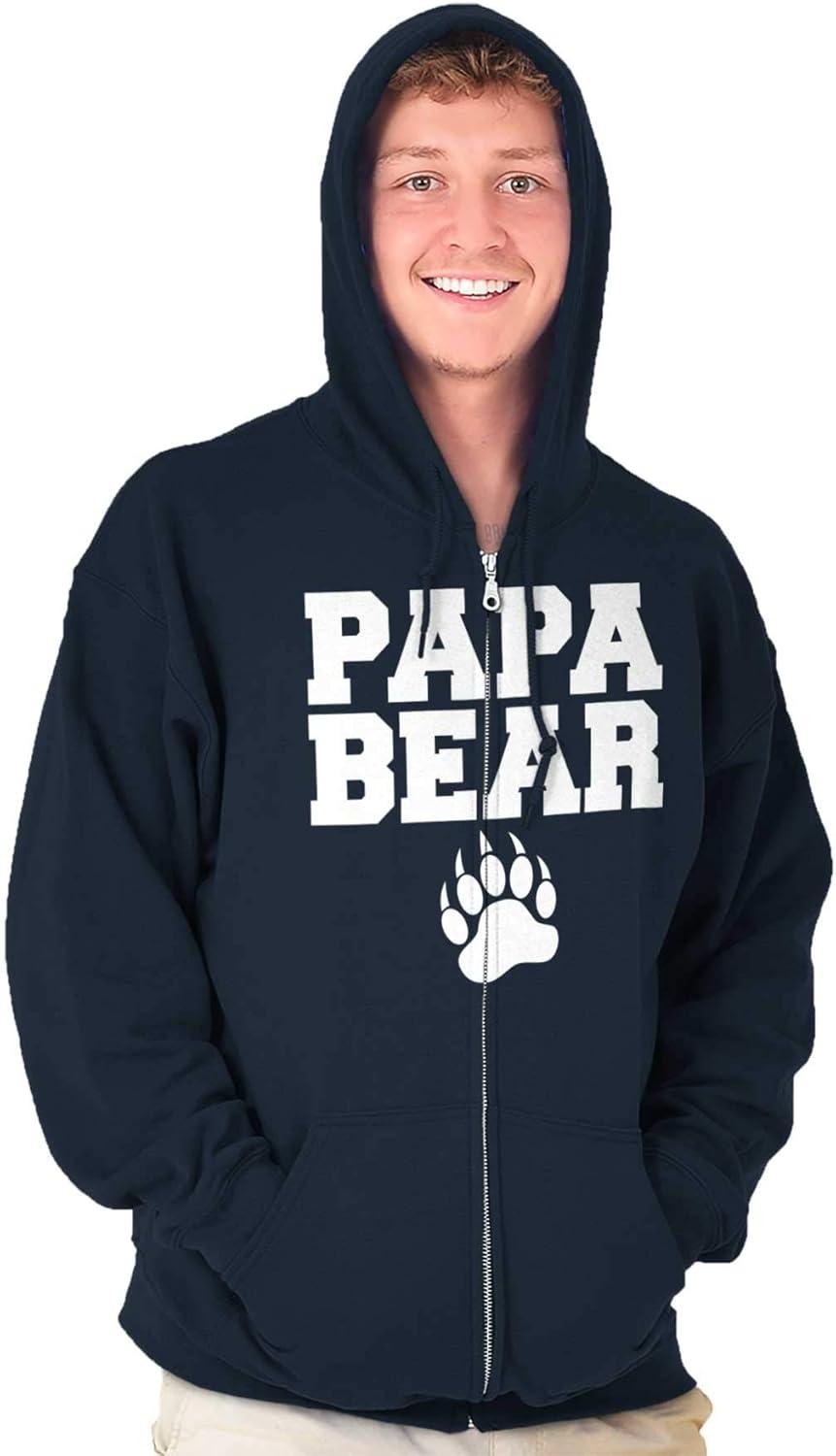imageBrisco Brands Papa Bear Dad Fathers Day Pawprint Zip Hoodie Sweatshirt MenNavy