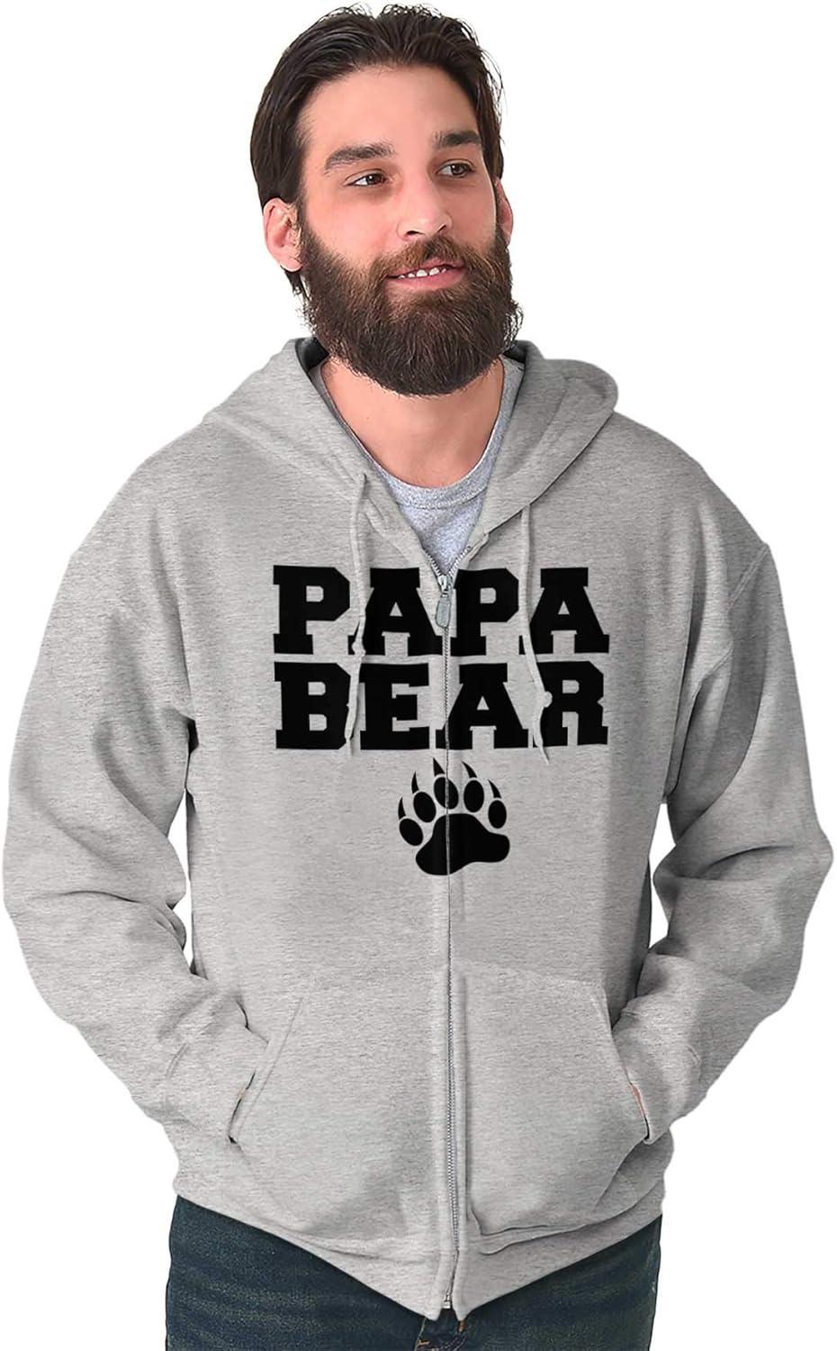 imageBrisco Brands Papa Bear Dad Fathers Day Pawprint Zip Hoodie Sweatshirt MenSport Grey