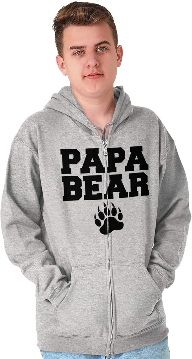 imageBrisco Brands Papa Bear Dad Fathers Day Pawprint Zip Hoodie Sweatshirt MenSport Grey
