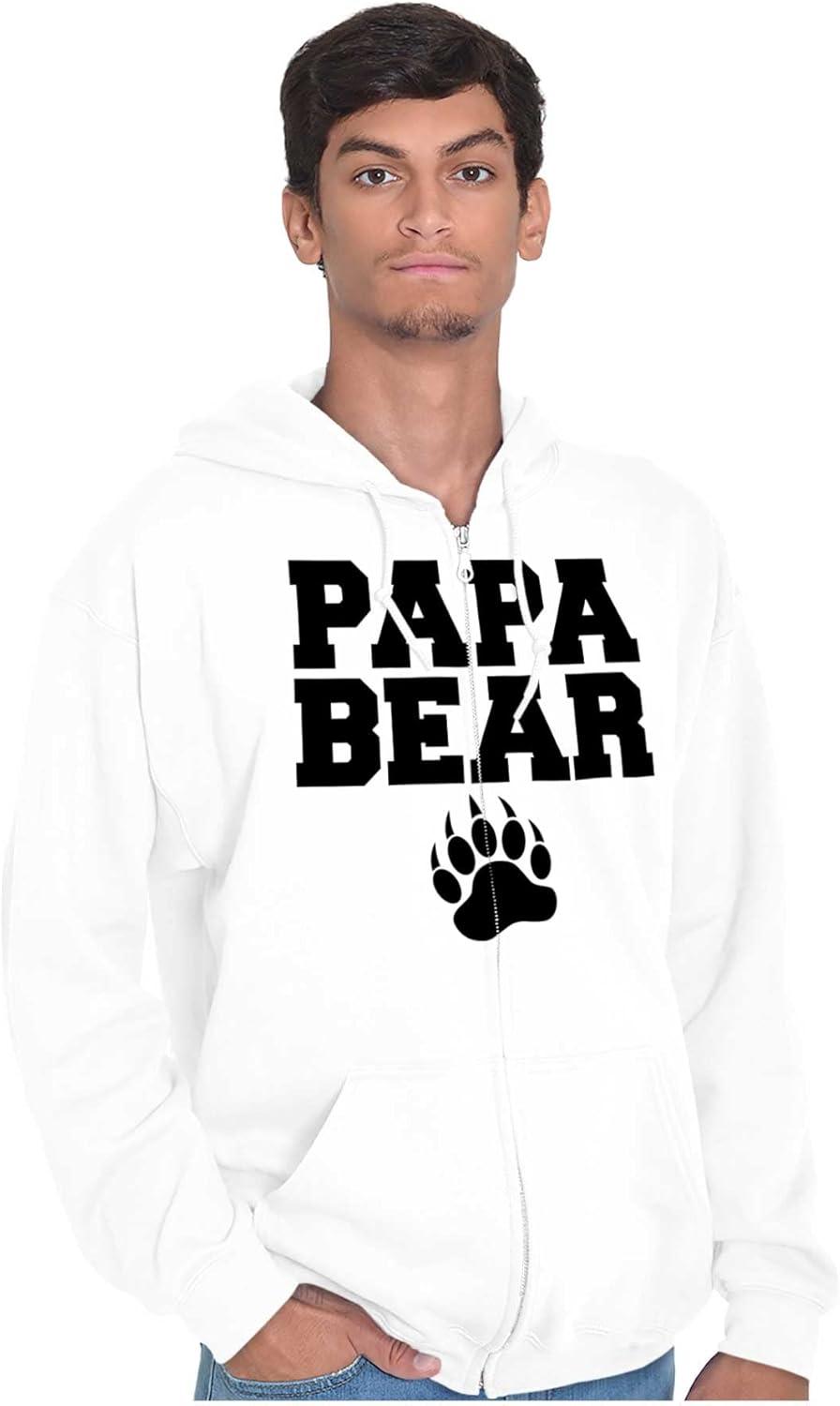 imageBrisco Brands Papa Bear Dad Fathers Day Pawprint Zip Hoodie Sweatshirt MenWhite