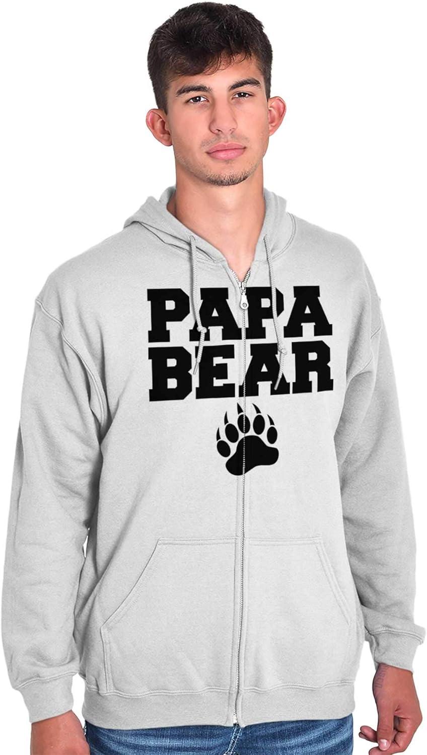 imageBrisco Brands Papa Bear Dad Fathers Day Pawprint Zip Hoodie Sweatshirt MenWhite