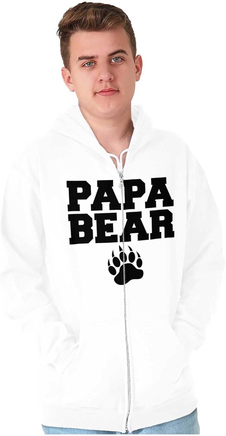 imageBrisco Brands Papa Bear Dad Fathers Day Pawprint Zip Hoodie Sweatshirt MenWhite