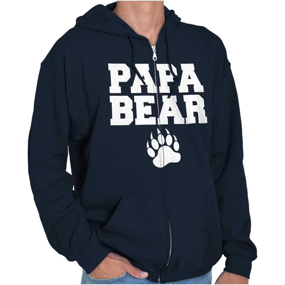 imageBrisco Brands Papa Bear Dad Fathers Day Pawprint Zip Hoodie Sweatshirt MenNavy