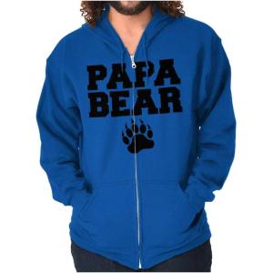 Brisco Brands Papa Bear Dad Father’s Day Pawprint Zip Hoodie Sweatshirt Men(Royal)