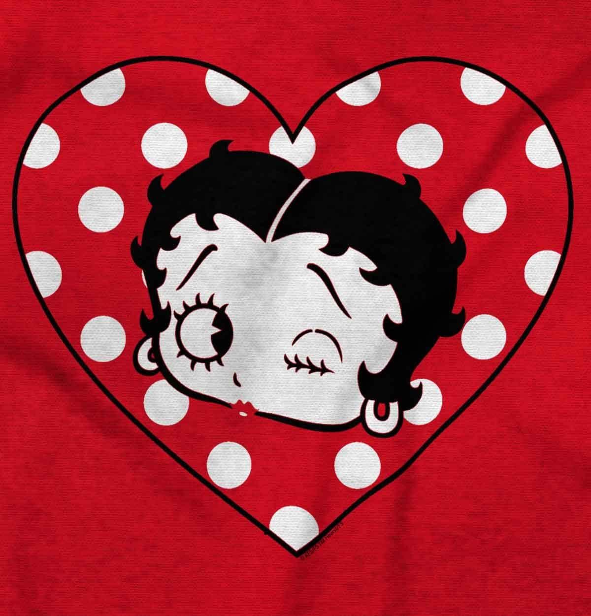 imageBetty Boop Wink and a Kiss Polka Dots Womens Long Sleeve T ShirtRed