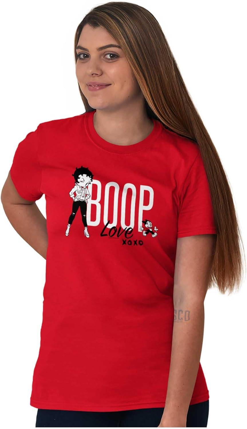 imageLove Betty Boop Hugs and Kisses Womens Graphic T Shirt TeesAntique Cherry Red