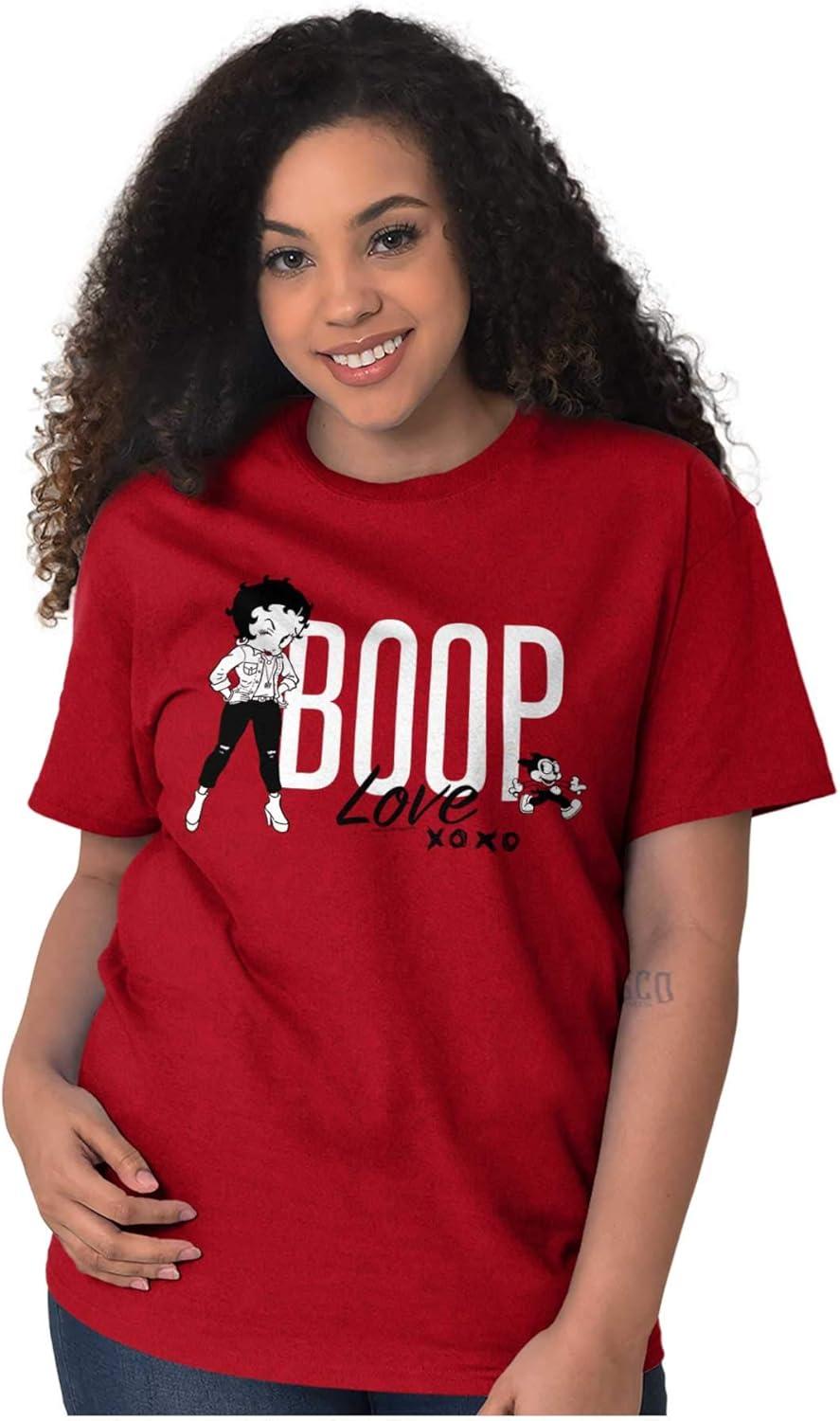 imageLove Betty Boop Hugs and Kisses Womens Graphic T Shirt TeesAntique Cherry Red